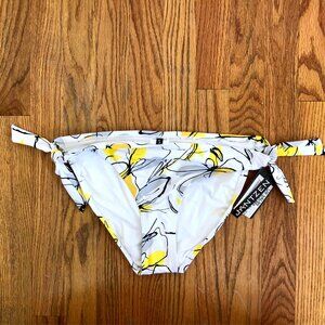 NEW NWT JANTZEN White Yellow Gray Black Floral Tie Knot Y2K 00s Bikini BOTTOM 10